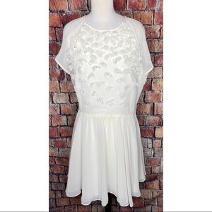 Ted Baker London Just For You 3D Floral Flowers Ivory Skater Dress Size 4 Tulle